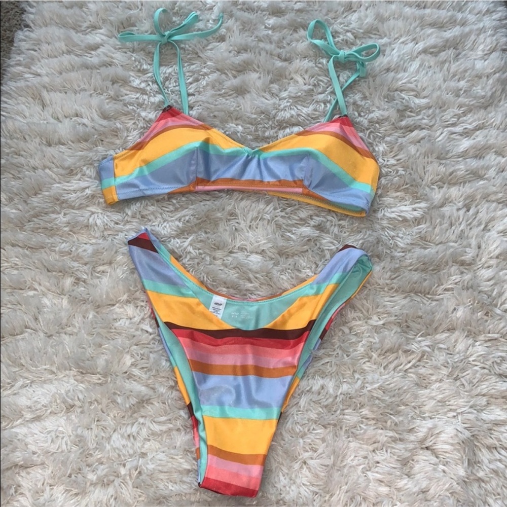 NWOT Aerie Cheeky Striped Multicolor Bikini